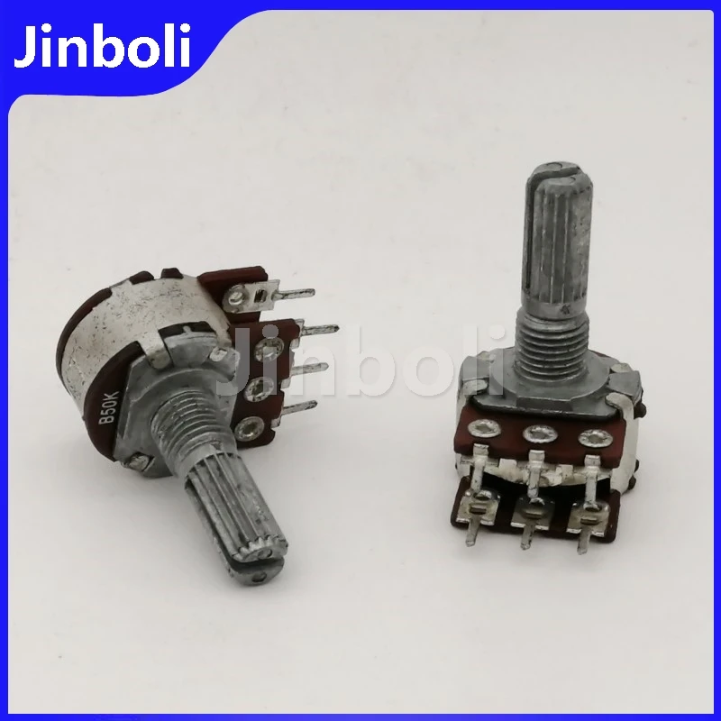 5PCS WH148 16 Type Amplifier Audio Speaker Balanced Volume Potentiometer B50K B50K*2 Double 6Pins Flower Shaft Length 20MM