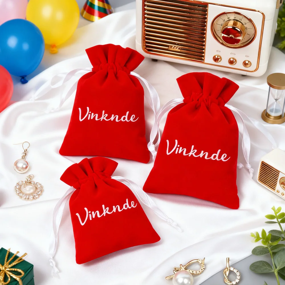 

Пользовательский логотип с принтом 10x15 см, бархатный косметичка на шнурке, серьги для ювелирных изделий, подарочная упаковка, сумка с пылезащитной лентой, мешок для свадебных сувениров