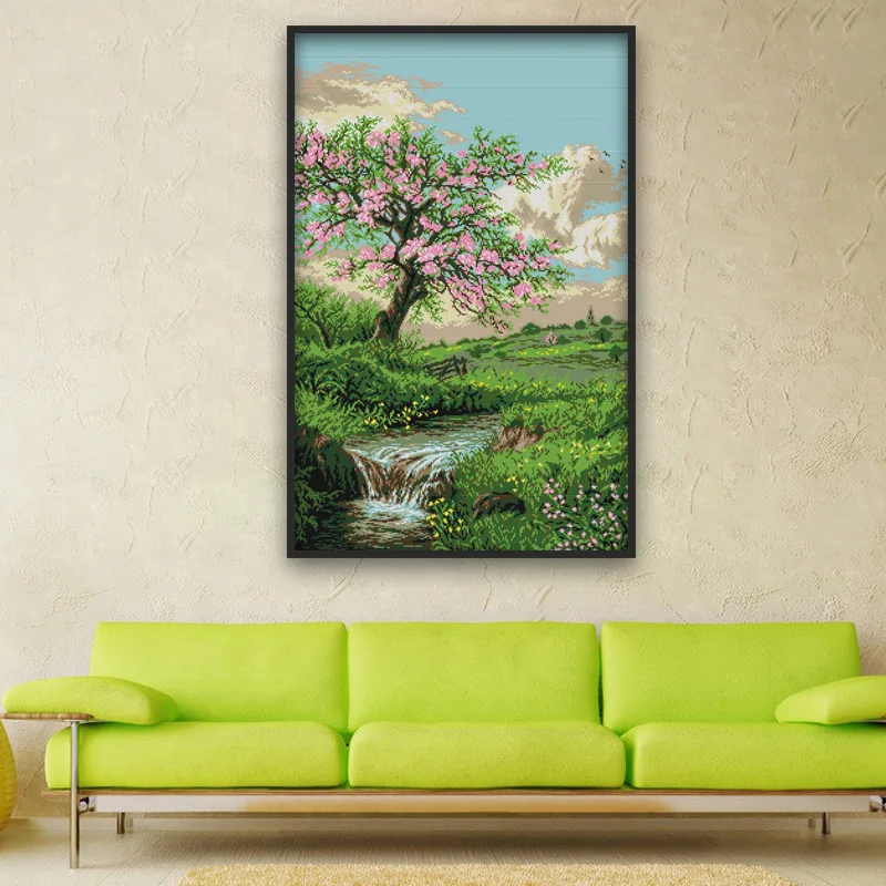 

Набор для вышивки крестом Joy Sunday с предварительной печатью, легкий узор, набор для вышивки из штампованной ткани Аиды, весенний цвет персика