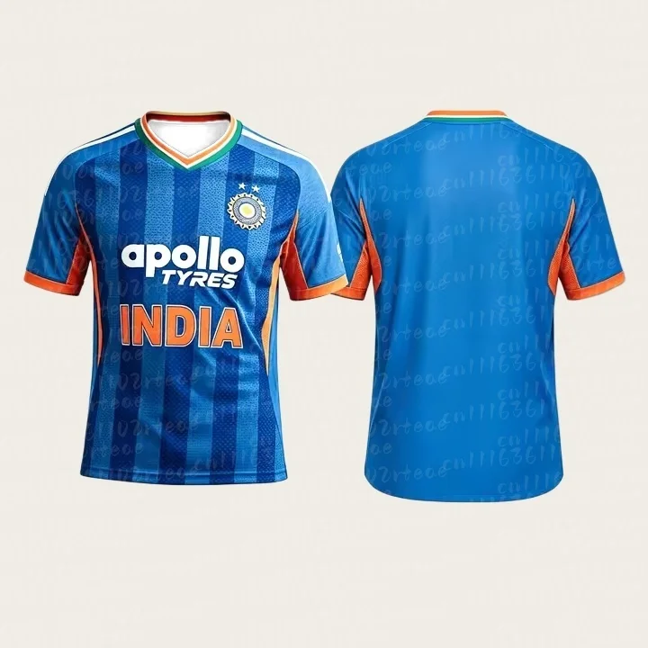 Neues Trikot der indischen Nationalmannschaft für Cricket 2026-27 T20 Edition Schnelltrocknendes Kurzarm-Sporttrainings-Trikot für Fans und Familien – Detail 5