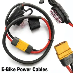 E-Bike Power Cables XT60 Female Male Plug Lithium Battery Controller 14AWG Fuse Wire Silicone Temperature Resistance Accessory