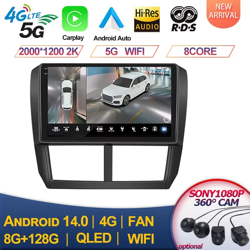 Android 14 Car Radio Multimedia Player For Subaru Forester 3 SH WRX 2007-2013 For Subaru Impreza GH GE 2Din 2 Din Head Unit DSP