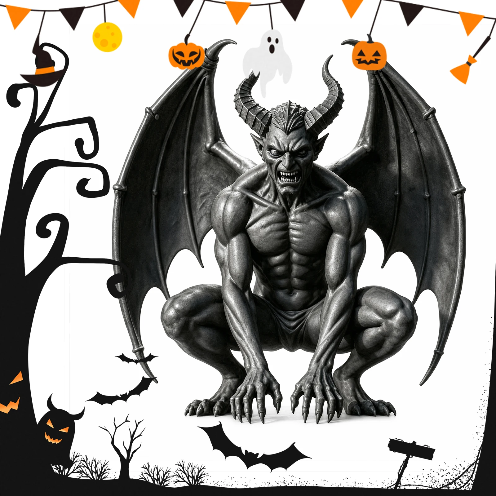 Gothic Horn Demon Gargoyle Statue Height 10CM Dark Queen Desk Accent Resin Gothic Fantasy Decor for Unique Gifts Idea