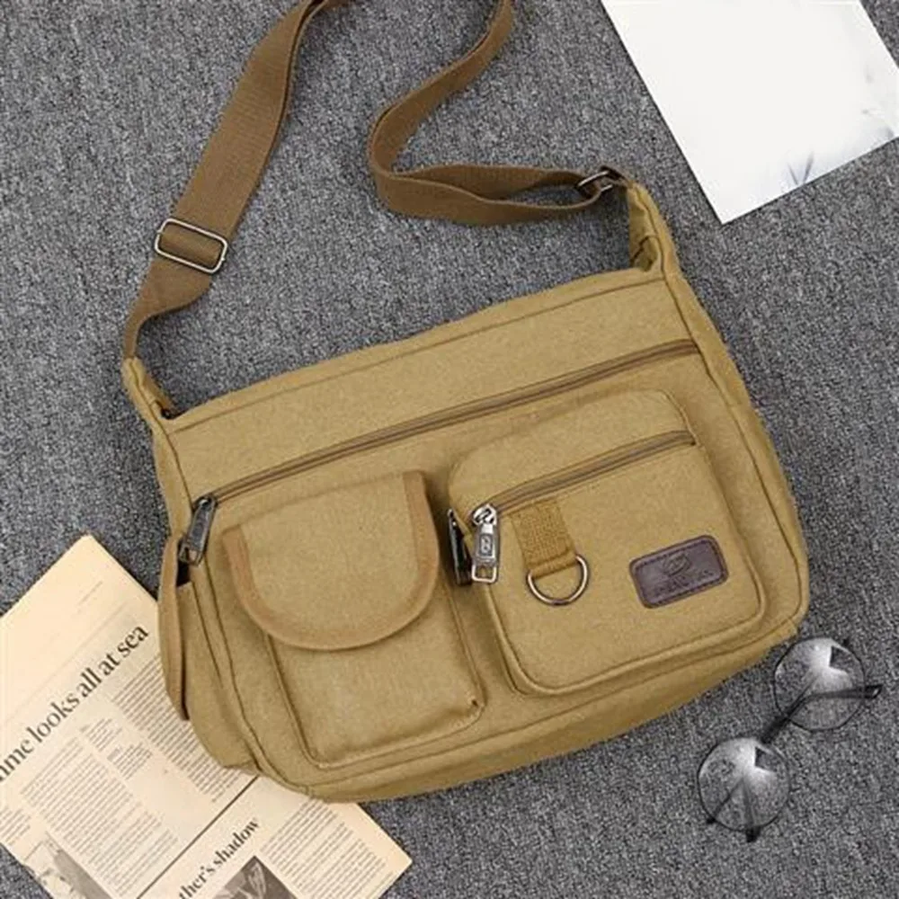 Borse a tracolla da uomo in stile coreano Borsa a tracolla in tela multifunzionale di grande capacità All-match con borsa quadrata semplice tascabile