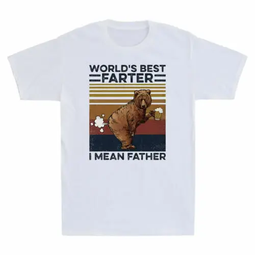 Лучшая мужская футболка Bear Drinking World s Farter I Mean Father в винтажном стиле ретро.