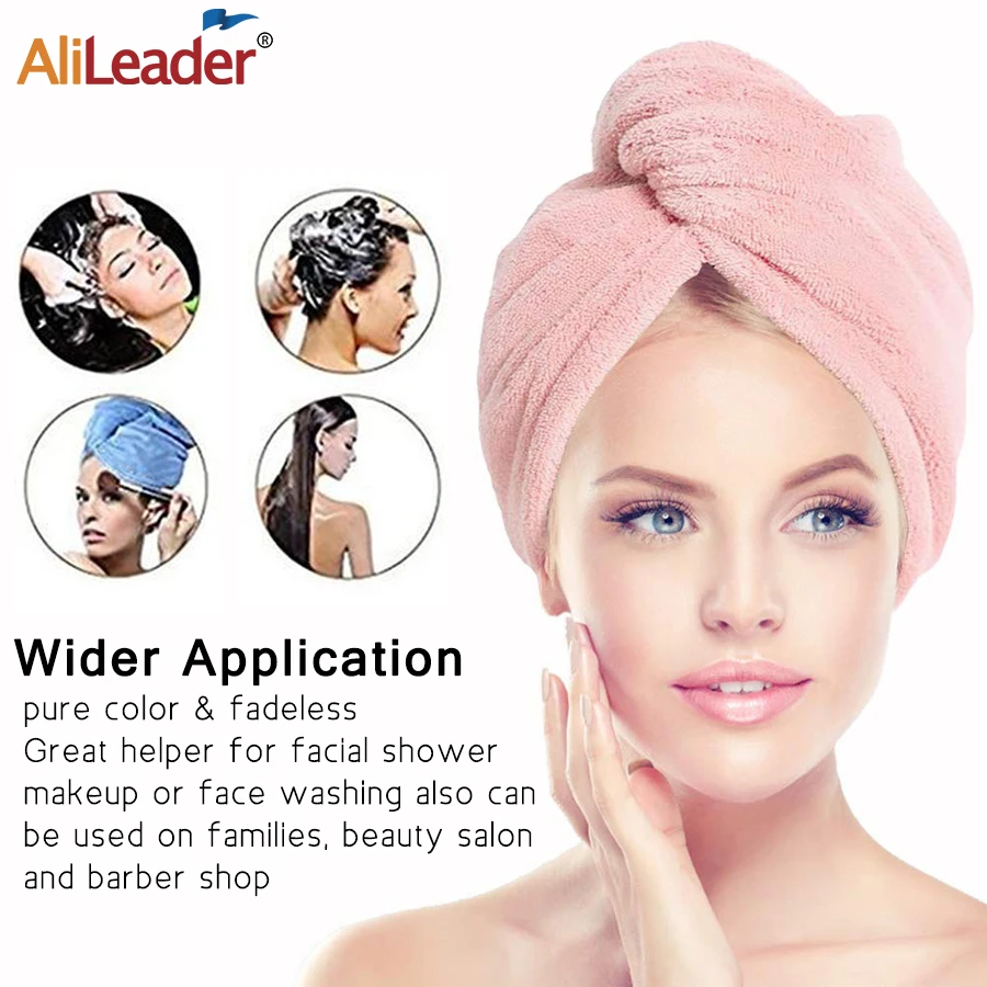 Hair Towel Wrap Quick Dry 100% Cotton Super Absorbent Turban Head Wrap for Women with Button Anti Frizz Hair Products