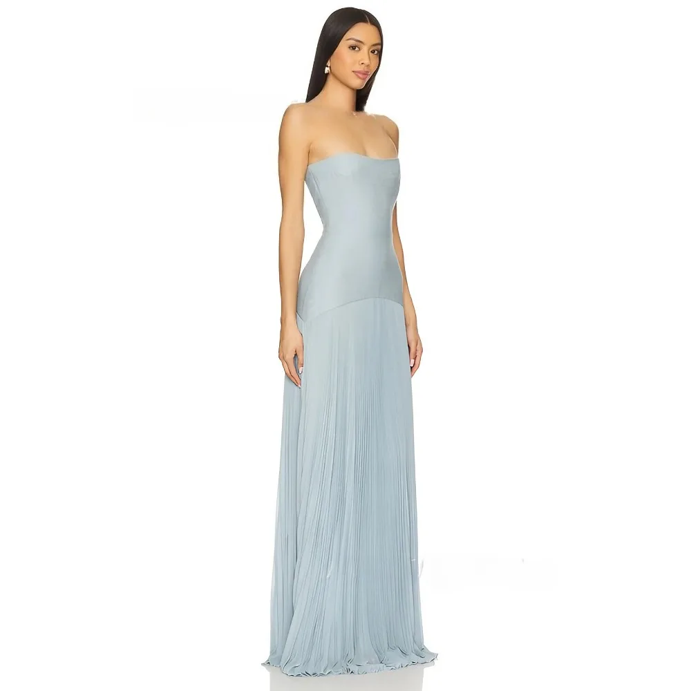 

2025 Luxury Women's Evening Dress Elegant Fairy Style Patchwork Long Gown with Strap-Breast Zipper Design Formal Party Wear