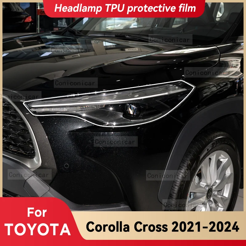 

Для TOYOTA Corolla Cross Hybrid 2021-2024 автомобильные фары прозрачная защитная пленка из ТПУ переднего света, изменение цвета