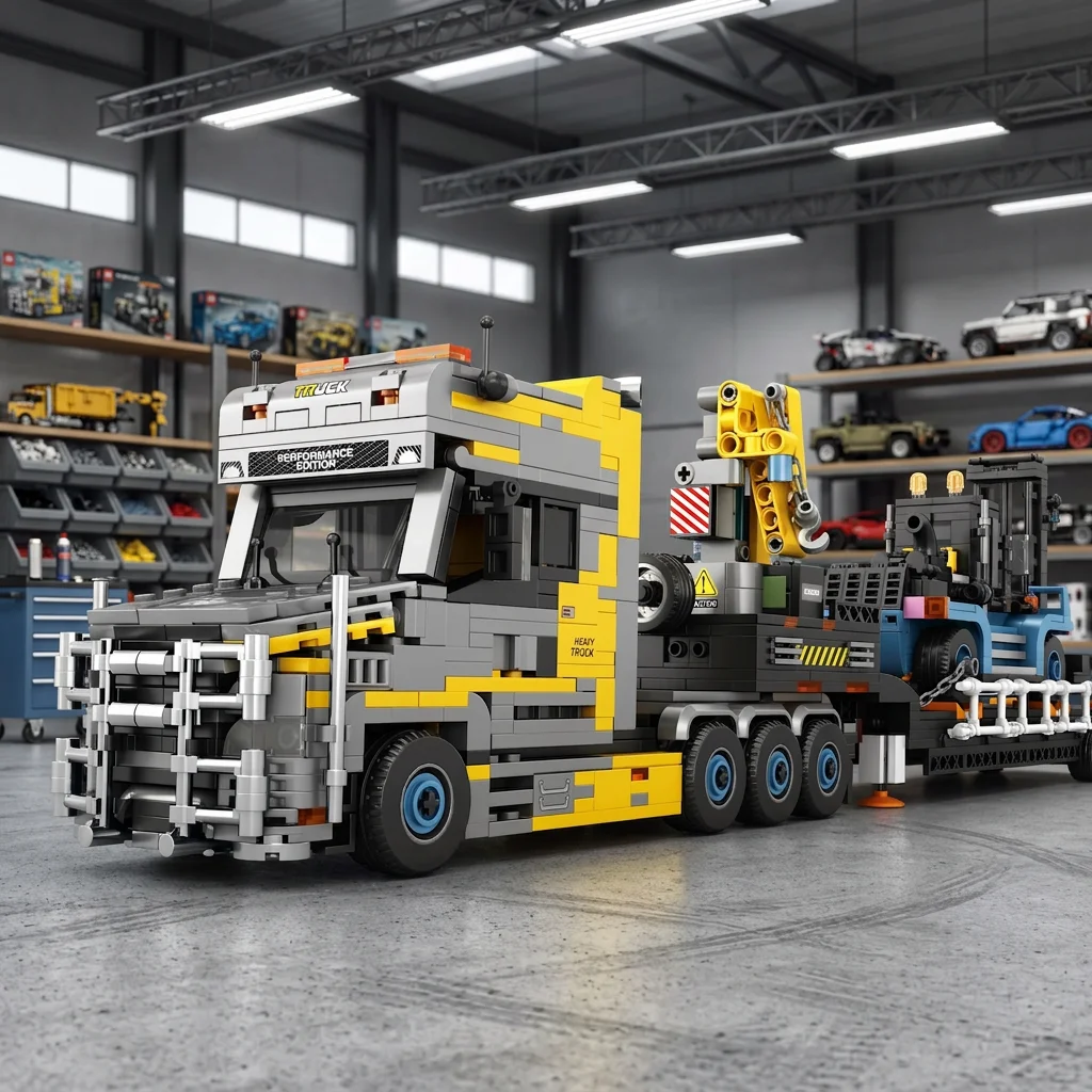 1404PCS Heavy Duty Trailer Building Block Tractor Truck Crane Trailer Forklift Engineering Vehicle Model Bricks Toy Holiday Gift