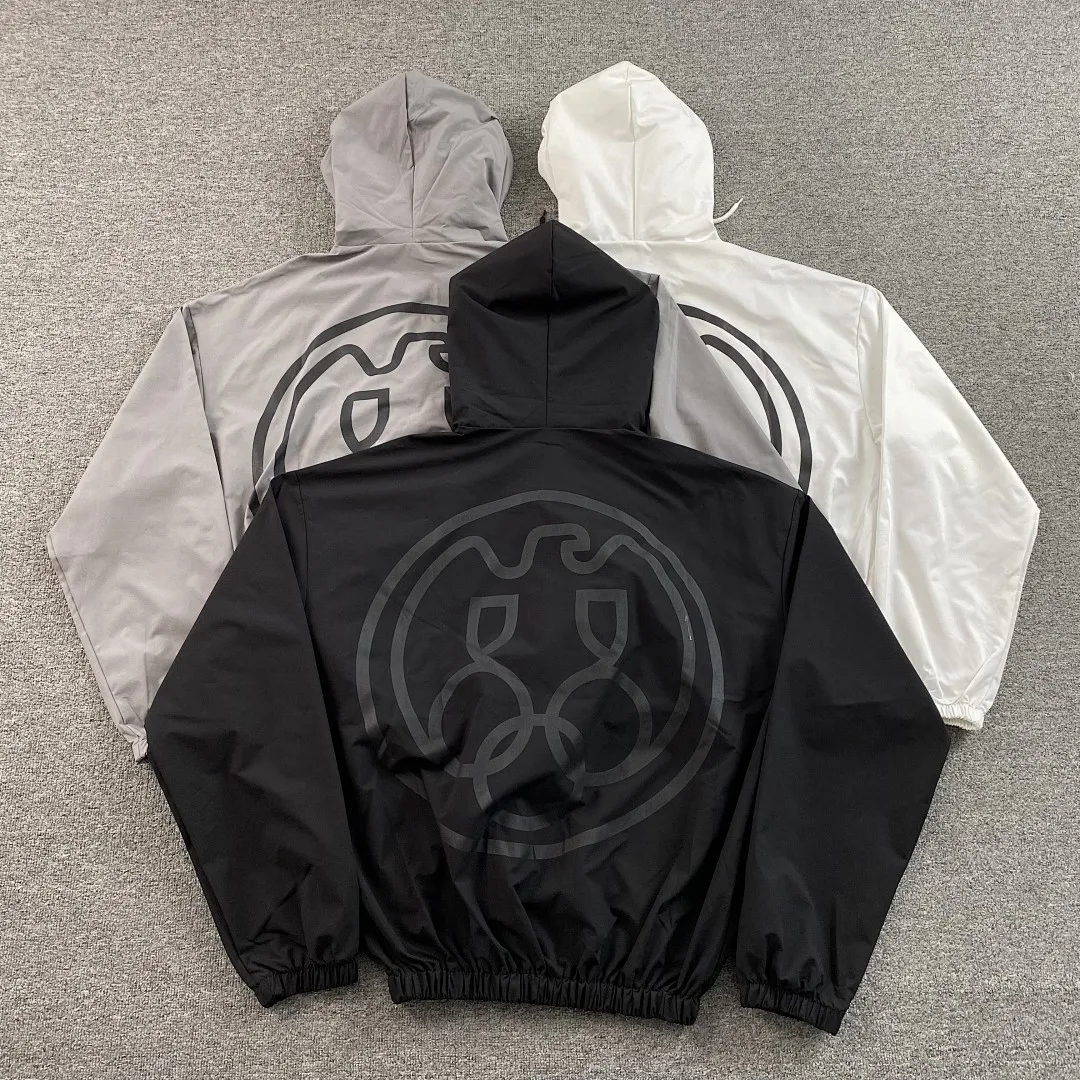 2026 Best Version Kanye West x Russia Printed Zip-Up Sun Protection Hooded Windbreaker Jacket Loose Fit Men Waterproof Jacket