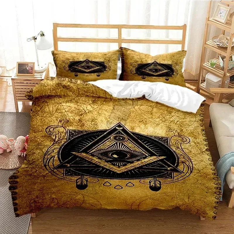 Masonic Freemason Illuminati Bedding Set 3D Printed Suitable for Bedroom Duvet Cover Set With Pillowcases Kids Home Textile