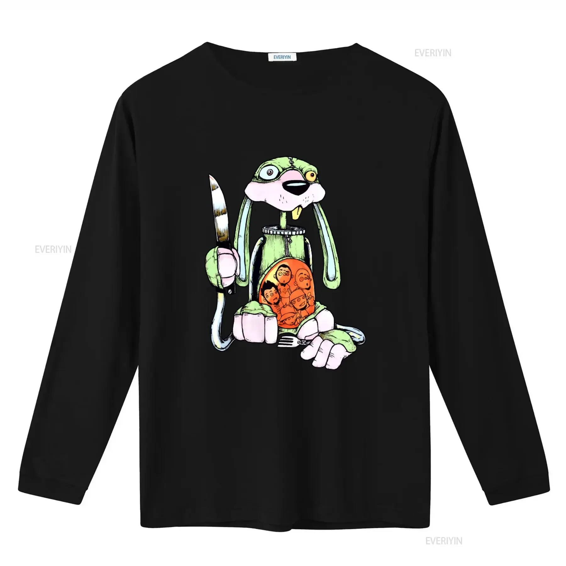Vintage Limp Bizkit American Rap Rock Band T Shirt Unique Cartoon Design with Knife and Fork Print vintage Washed Comfortable
