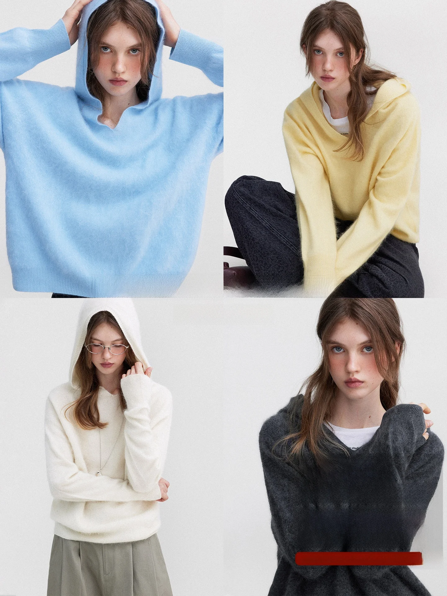 

Теплая шерстяная вязаная шапка и женский свитер с капюшоном из мягкой ткани с принтом горного козла, уютный, для повседневной носки, с длинными рукавами