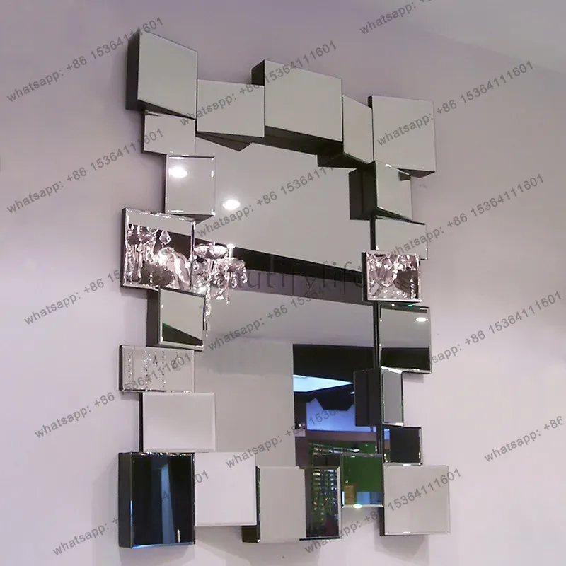 LS entrance decorative dressing mirror wall-mounted Nordic light luxury wall three-dimensional bathroom mirror