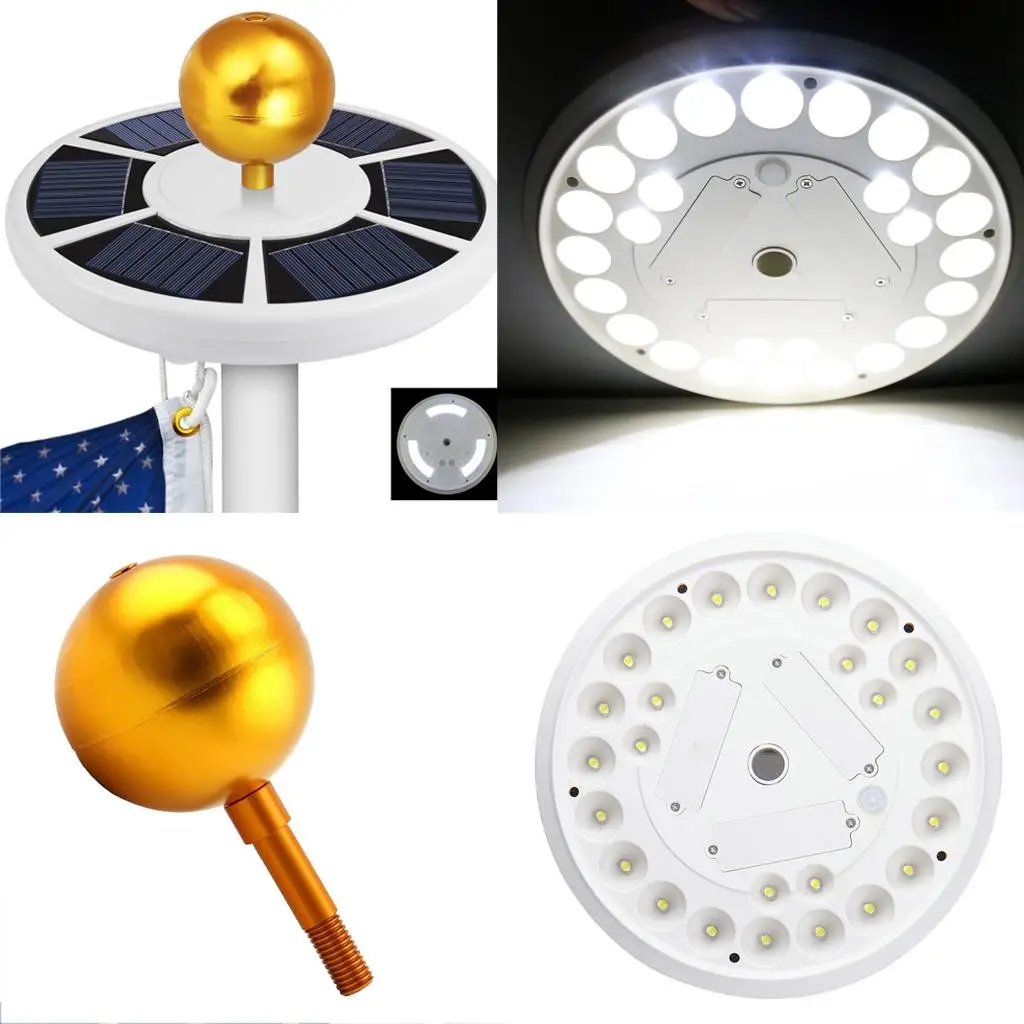Waterproof Solar Flagpole LED Downlight Automatic Night Lamp Outdoor Lighting for Garden Decoration