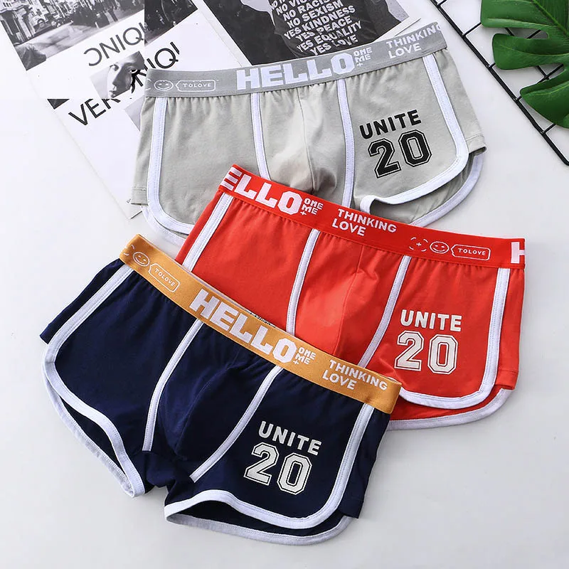 

3pcs Fashion Printed Men's Panties Shorts Sexy Boy‘s Cotton Boxer Underwear Mid Waist Boxers Male Underpants Breathable Big Size