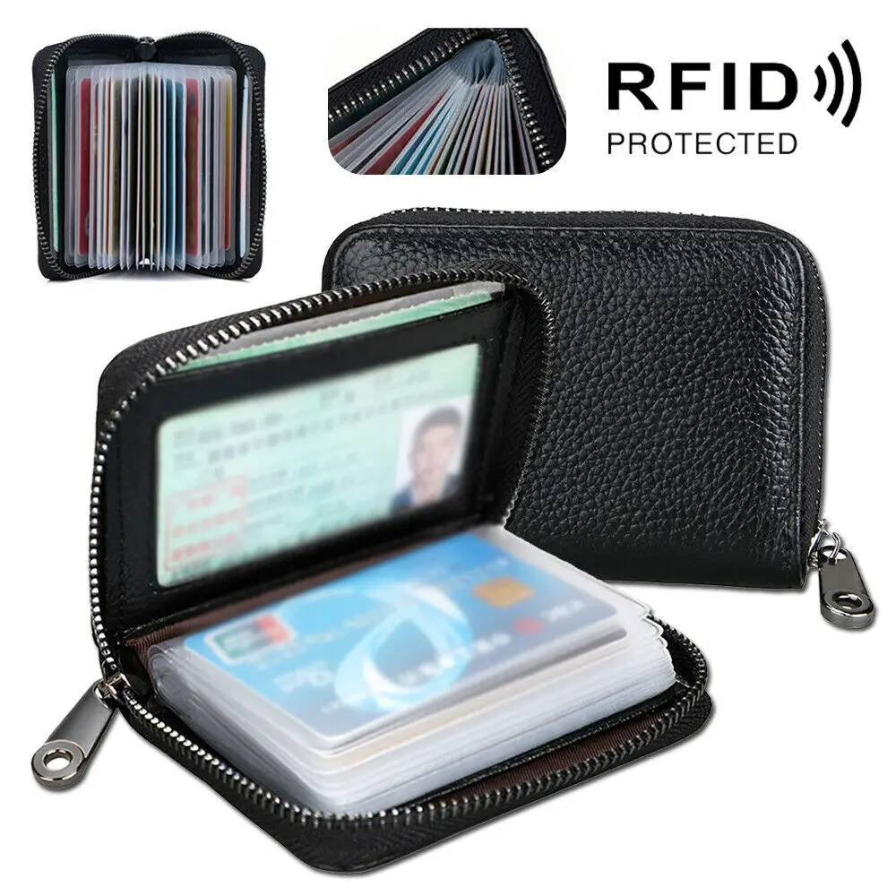 Mini Leather 22 Card Wallet Business Case Purse Credit Card Holder Rfid Blocking Multi-Card Bit Card Holder Leather Card Holder