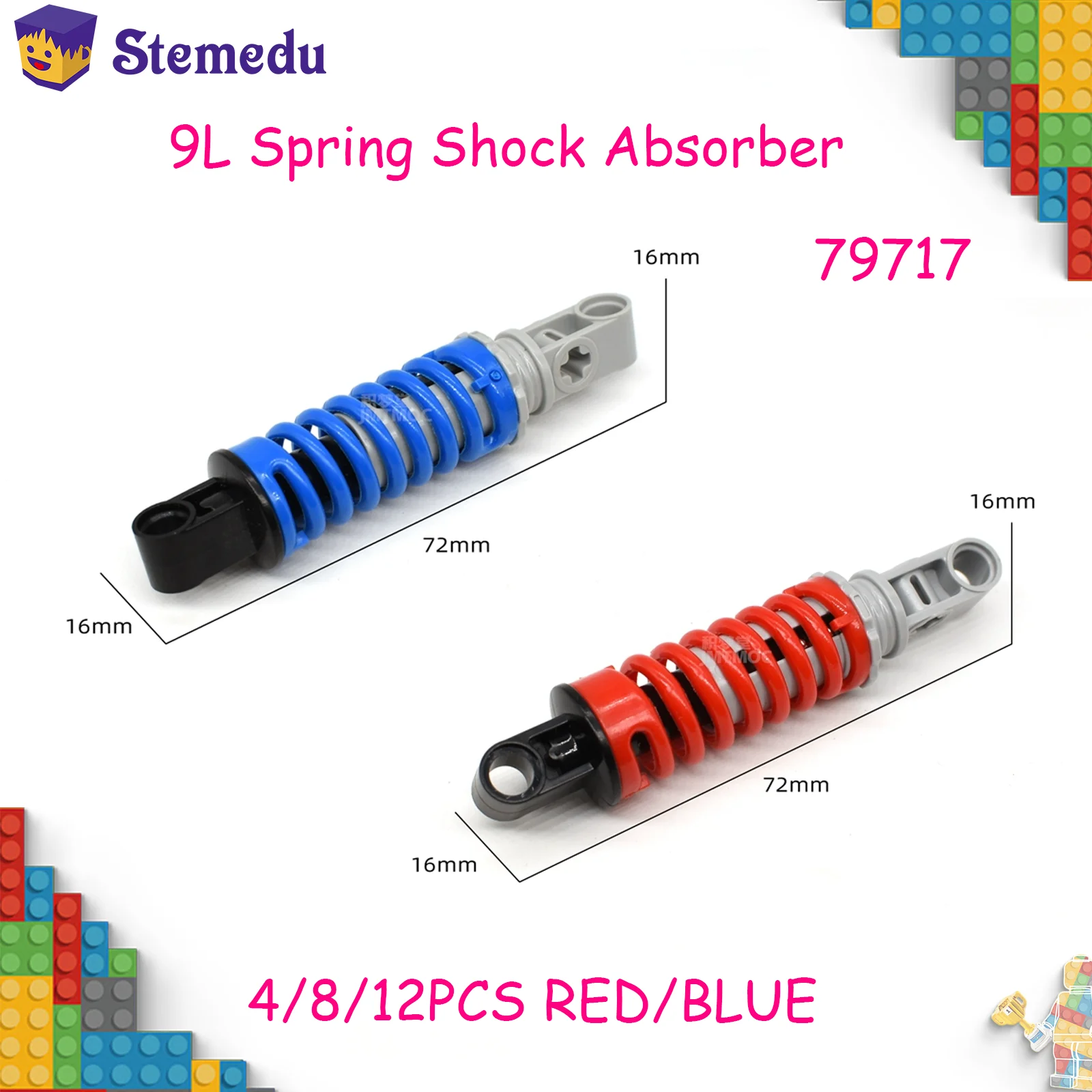 4 unids/set 9L amortiguador de resorte piezas de bloques de construcción técnicos 79717c01 modelo de coche ladrillos MOC accesorios de motocicleta modificados