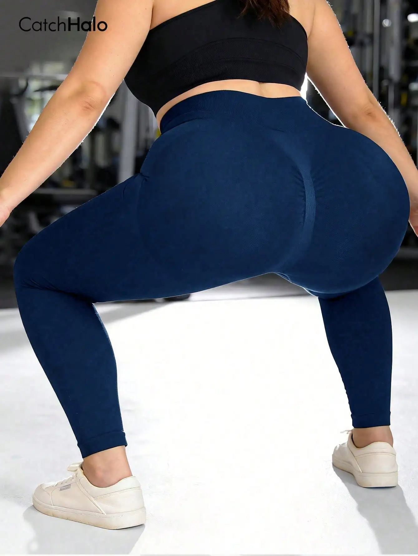 Plus Size Women Wide Waistband Sports Leggings, High Waisted, 4 Way Stretch, Tummy Control, Butt Lifting, Workout Running Casual