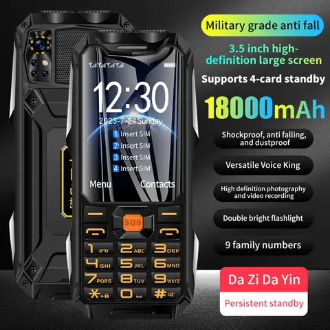 Q9 GSM 2G 네트워크 휴대폰, 견고한 바 핸드폰, 노인을 위한 큰 배터리 큰 목소리, 4 SIM 카드, 3.5 인치 HD 디스플레이