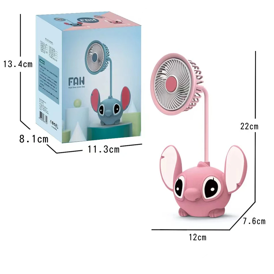 Disney Stitch Desktop Fan Cartoon Mini Small Fan Usb Charging Student Dormitory Office 360° Adjustable Cooling Ventilador Fans