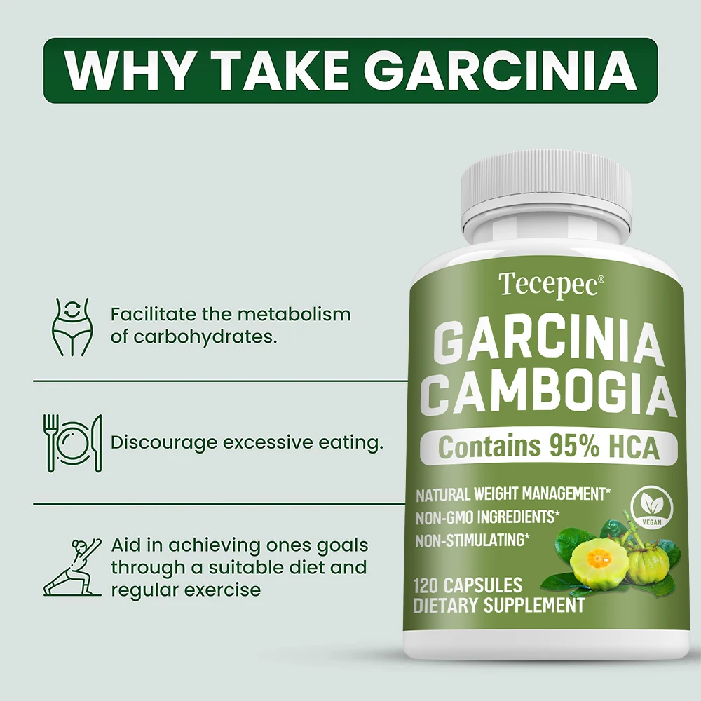 Tecepec Pure Garcinia Cambogia Natural HCA Extract, Promotes Metabolism, Replenishes Energy, Good Absorption, Non-GMO