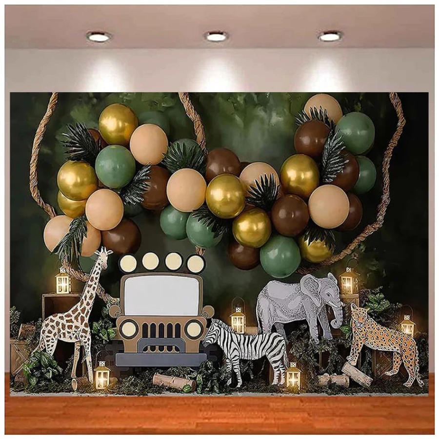 Photography Backdrop Drive By Jungle Party Birthday Safari Animals Baby Shower Cake Smash Decor Background Banner Photo Studio