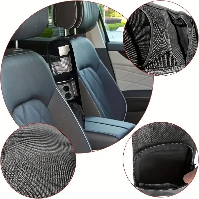 1pcs Car Seat Back Hanging Bag Oxford Cloth Waterproof Thermal Pressure Resistant Handle Side Storage Bag Vehicle Compression