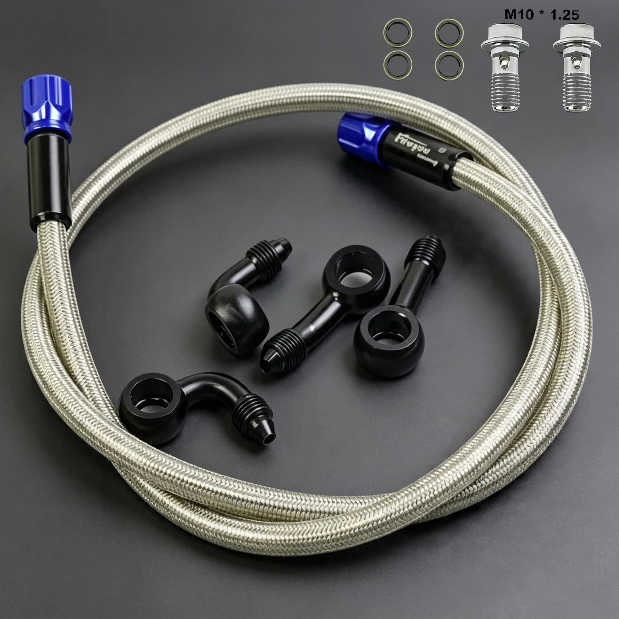 Tube de tuyau de conduite d'embrayage de frein hydraulique en acier de moto avec vis de frein M10 pour Dirt Bike ATV cyclomoteur Scooter Quad UTV Go Kart