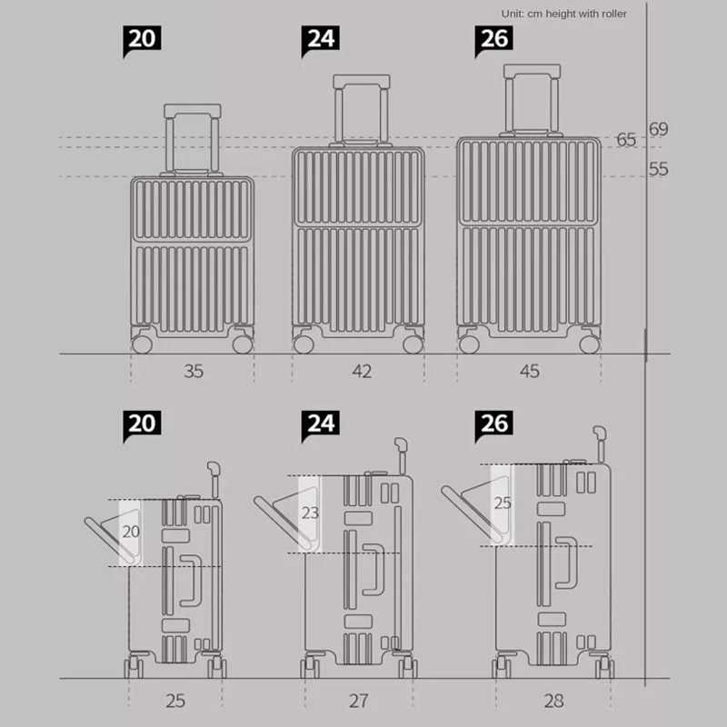 Nieuwe Voorste Bagage 24 Inch Usb Multifunctionele Koffer 20 Boarding Trolley Case 26 Inch Grote Capaciteit Met Bekerhouder