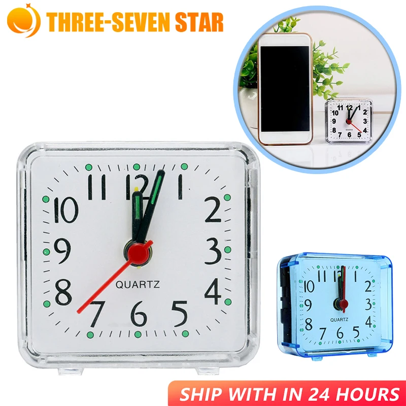 Silent Alarm Fashion Classic Square Quartz Movement Battery Mechanical Alarm Clock Home Desk Table Snooze Function Time Reminder