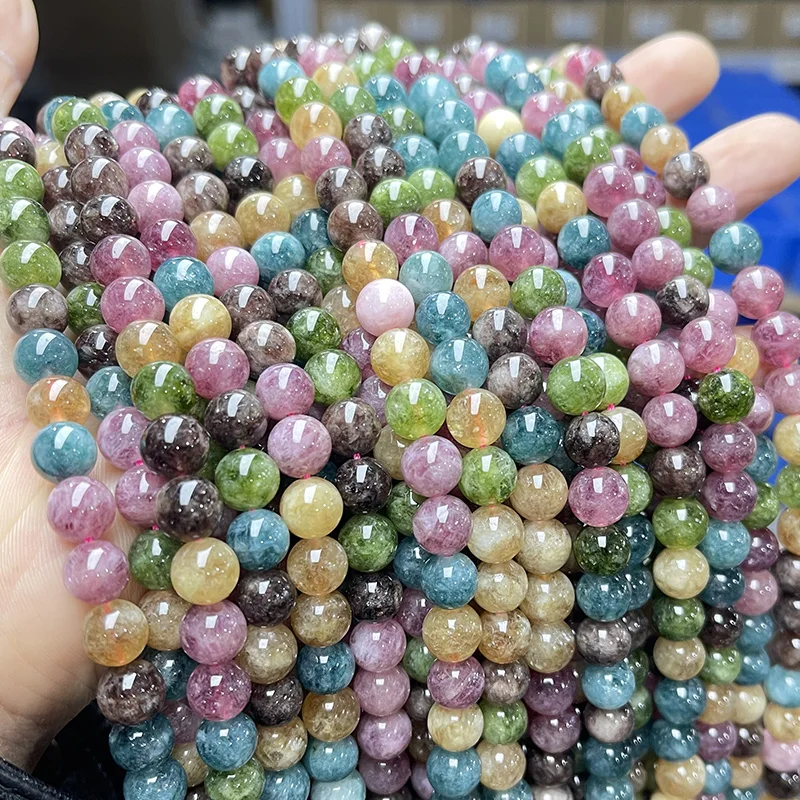 Dyed Color Quality Tourmaline Chalcedony Bead Round Loose Spacer 4 6 8 10mm For Jewelry Making Diy Necklace Bracelet Accessory