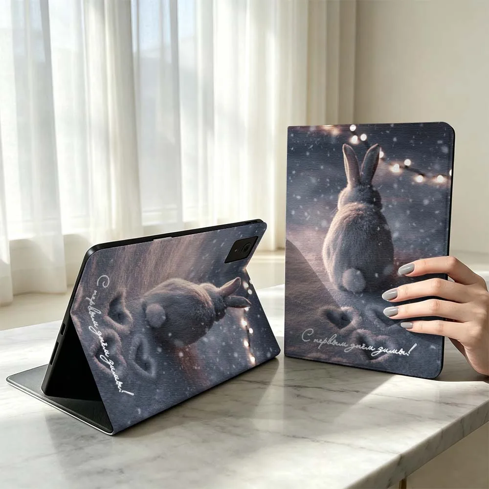 Cute Rabbit Winter Design For Xiaomi Poco Redmi Pad 8 2 4 C1 6 6S 7 7S SE 9.7 14 11 11.2 Inch Pen Tray Tablet Case Fashion