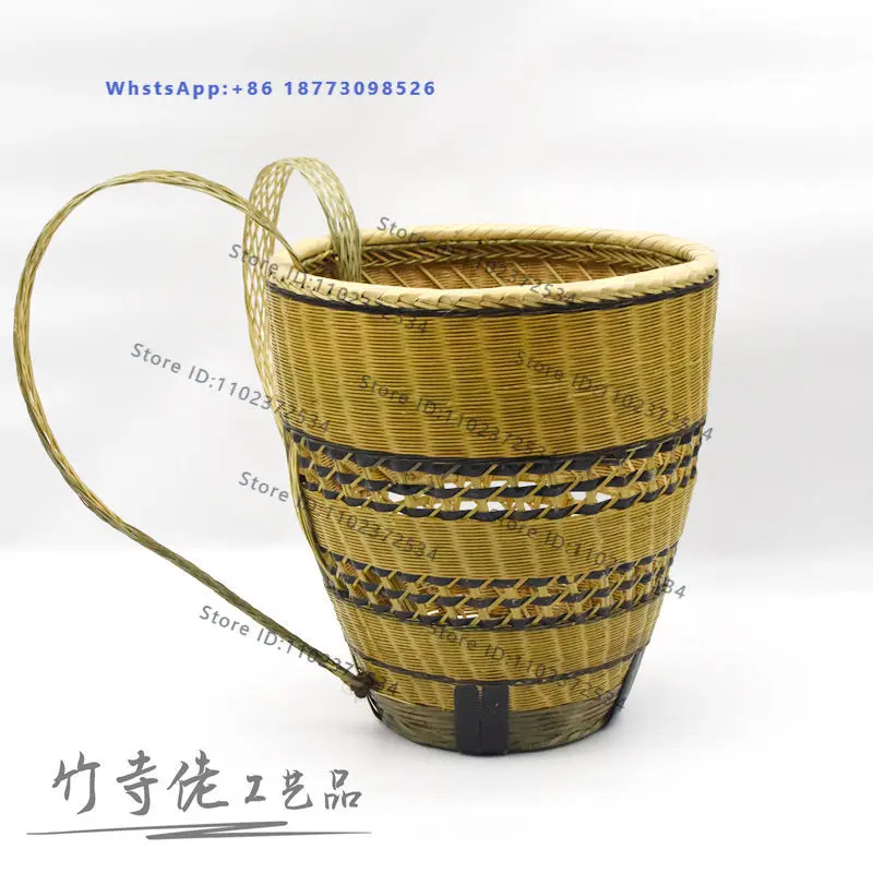 Handmade bamboo woven large back basket storage basket, back style dance performance props for home use