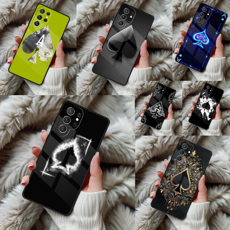 Ace of Spades Poker Phone Case For Samsung Galaxy S24 S25 S26 Ultra S22 S23 Plus S21 S20 FE Note10 TPU Cover