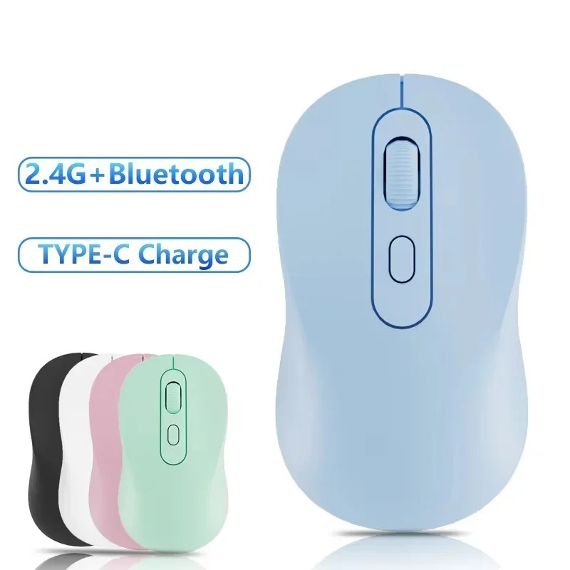 

TYPE-C Charging Ergonomic Mute Mouse Wireless Bluetooth Mouse 1600DPI Adjustable 2.4G Dual-Mode for Huawei Samsung Office Laptop