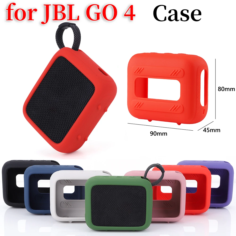 Speaker Silicone Case with Carabiner Protective Case Shockproof Travel Carrying Case for JBL GO 4 Portable BT Speaker