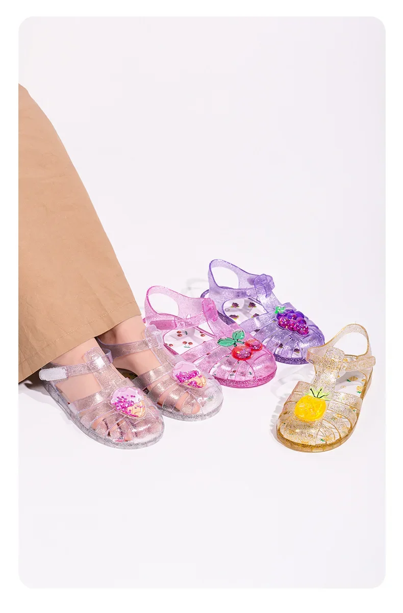 Modische Sommer-Neuheit: Kinder-Jelly-Sandalen, Trendige Süße Strandschuhe, Mädchen-Cartoon-Frucht-Sandalen, Schüler-Kristallschuhe – Detail 13