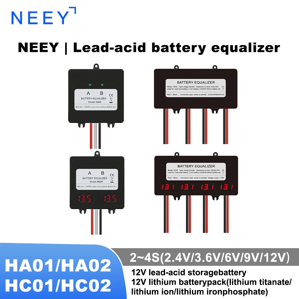 NEEY Battery Balancer Equalizer  Batteries Voltage balancer Li li-ion Lead Acid Battery Connected Parallel Series 12/24/36/48V