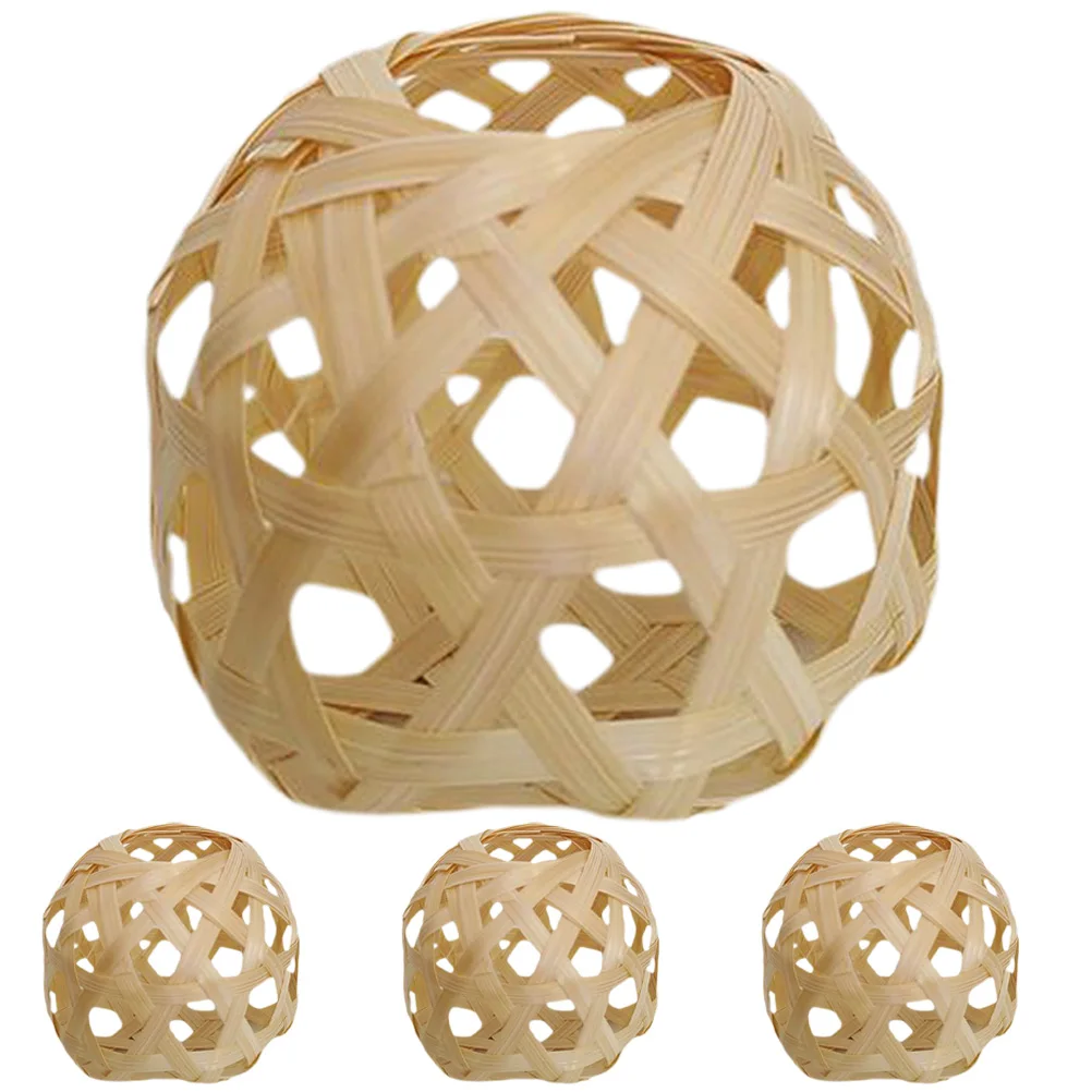 

4 Pcs Mini Woven Bamboo Lampshade 6x5cm Soft Light Cover Bedroom Table Floor Lamp Vintage Decor Pendant Lampshade Lighting