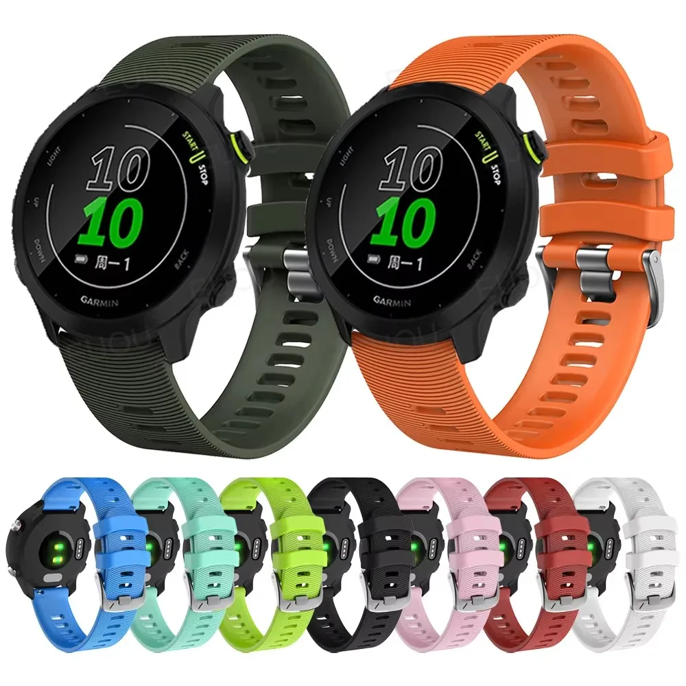 Correa deportiva de silicona de liberación rápida de 20mm para Garmin Forerunner 55 158 pulsera 245 245M 645 pulsera de estilo oficial