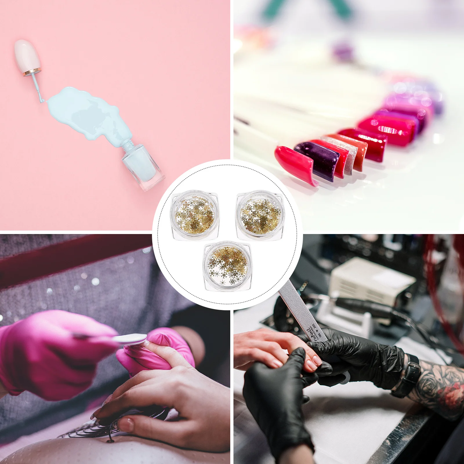 

3 Boxes Golden Sequin Patch Snowflake Manicure Charms Nail DIY Accessories for Christmas Sequins Art Sticker Stickers Decals