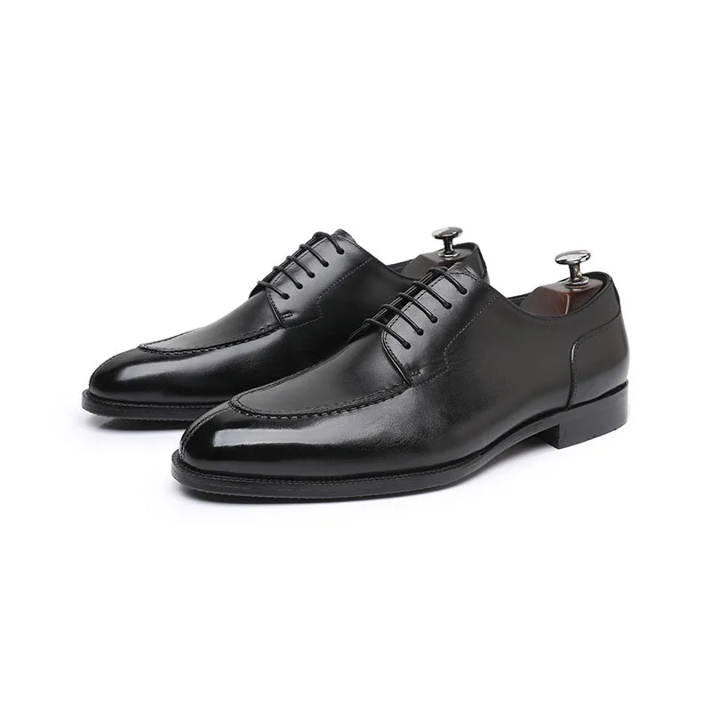 High Quality Elegant Male Natural Genuine Leather Classic Social Shoes Office Career Business Formal Solid Oxfords Shoes