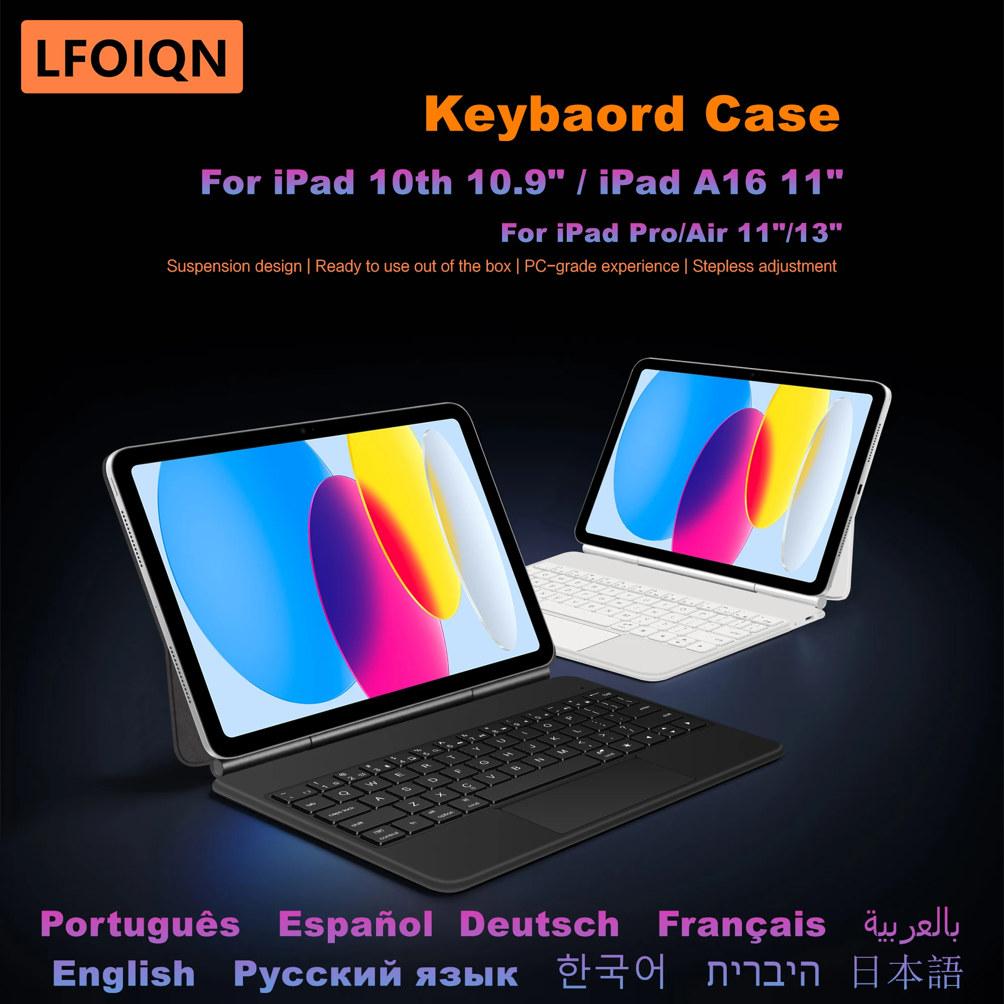 LFOIQN Magic Keyboard For iPad 10th 10.9 inch iPad A16 11th Pro M5 M4 11 13 Air 4/5/6/7 M3 M2 Case Folio Backlight Multi-Touch