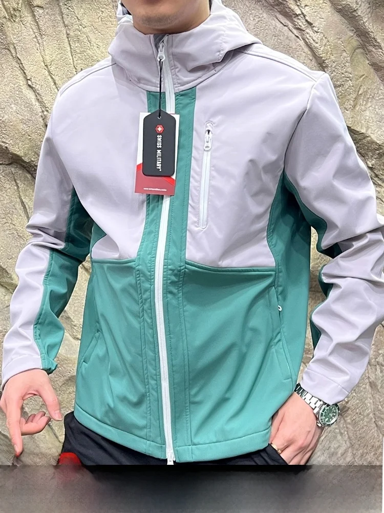 

High-Tech Lightweight Outdoor Casual Fce-Lined Hooded Soft ell Jaet for Men Waterproof All-Season Autumn Winter Coat