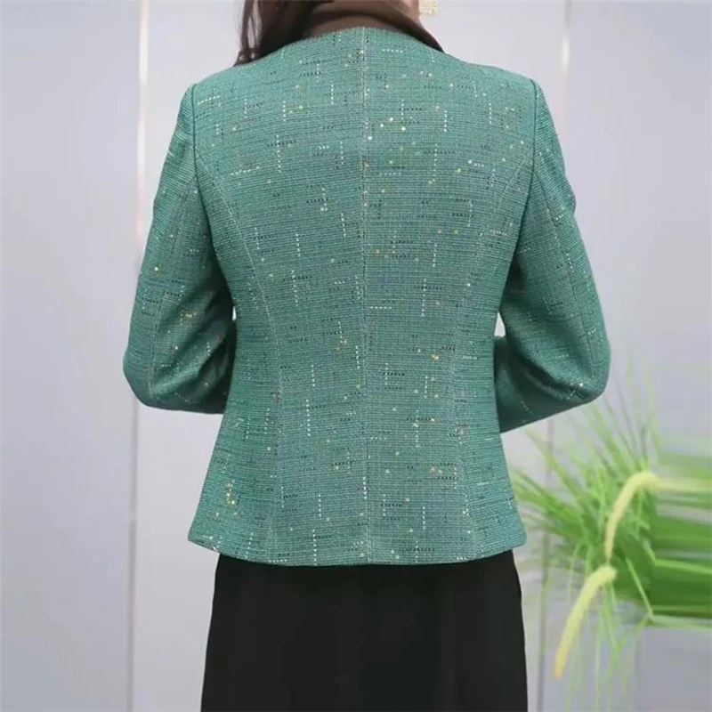 Damenbekleidung, einreihiger Jackenmantel, neuer Winter, langärmelig, Taschen-Oberbekleidung, kurzes Oberteil, Straße, elegant, 2025, weibliche Jacke