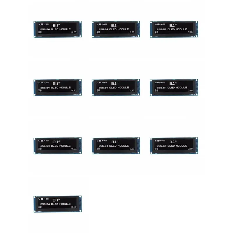 ABZZ-10Pcs 3.12 Inch OLED Display 256X64 SSD1322 Driver Graphic LCD Module Parallel/SPI Soldering Pin For Arduino/C51 White
