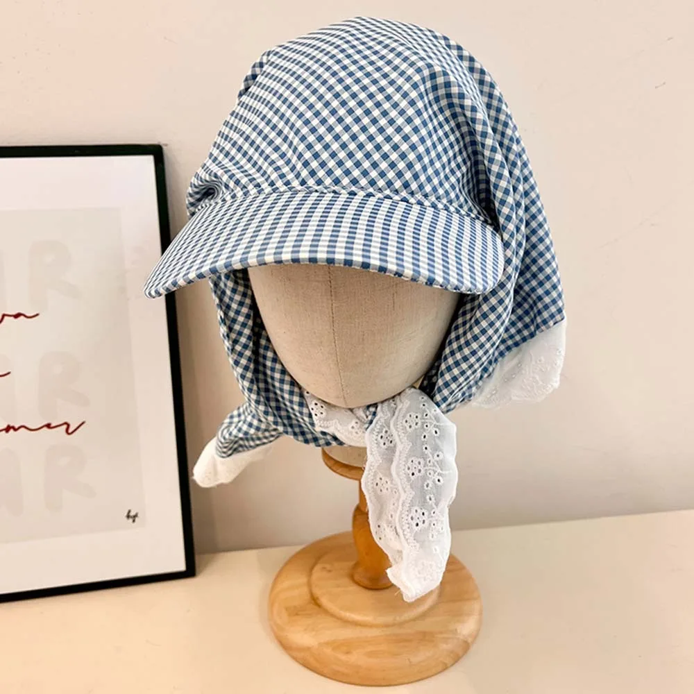 bone-de-beisebol-com-lenco-estilo-rural-xadrez-de-algodao-lenco-triangular-macio-com-protecao-solar-bone-com-aba-para-passeios-de-verao