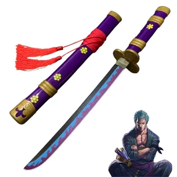 Role Play Anime Roronoa Zoro Bamboo Assembled 60cm Katana Model Cosplay Purple Enma Weapon Sword 24inch