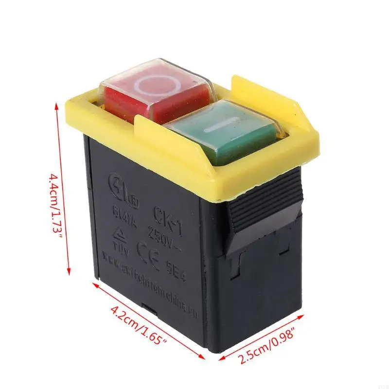 4XFD AC250V 6A Waterproof Pushbutton Machine Cutter Drill On Off Switches Control Box Switches Electromagnetic